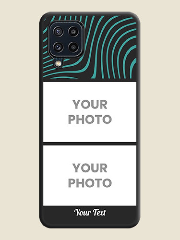 Custom Wave Pattern with 2 Image Holder on Space Black Personalized Soft Matte Phone Covers - Galaxy M32 4G Prime Edition - alternate view
