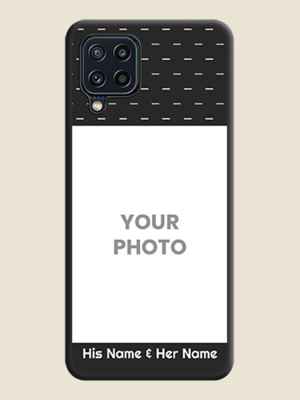 Custom Line Pattern Design with Text on Space Black Custom Soft Matte Phone Back Cover - Galaxy M32 4G Prime Edition - alternate view