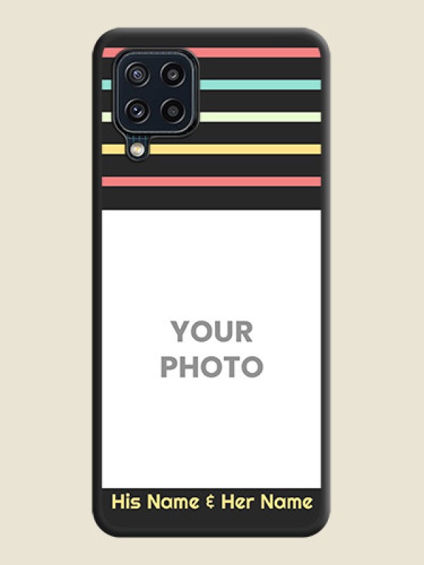 Custom Color Stripes with Photo and Text on Photo on Space Black Soft Matte Mobile Case - Galaxy M32 4G Prime Edition - alternate view