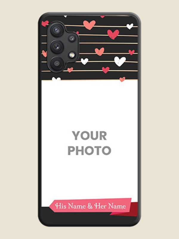 Custom Love Pattern with Name on Pink Ribbon on Photo on Space Black Soft Matte Back Cover - Galaxy M32 5G - alternate view