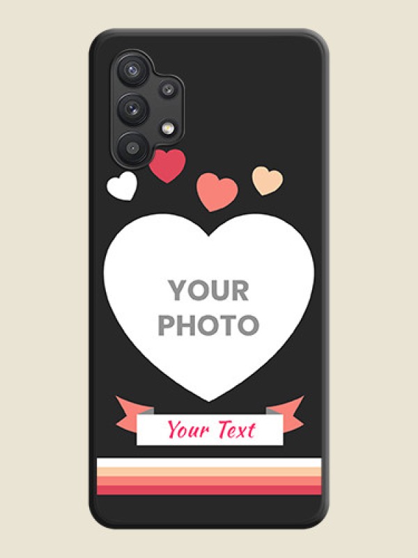 Custom Love Shaped Photo with Colorful Stripes on Personalised Space Black Soft Matte Cases - Galaxy M32 5G - alternate view