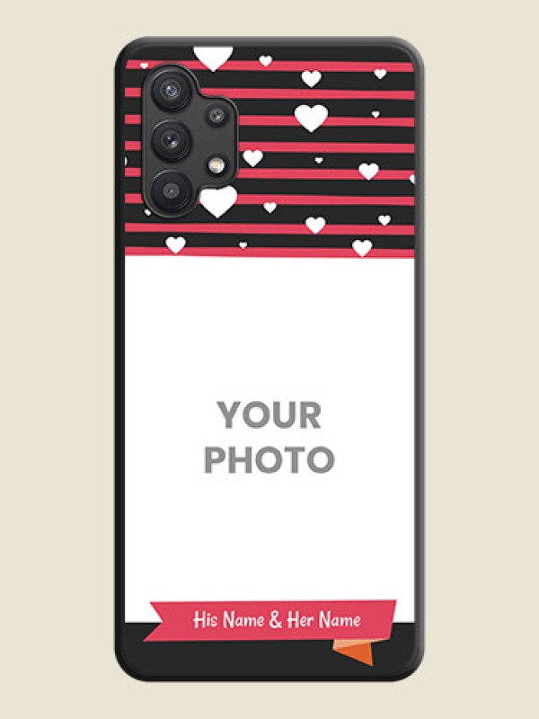 Custom White Color Love Symbols with Pink Lines Pattern on Space Black Custom Soft Matte Phone Cases - Galaxy M32 5G - alternate view