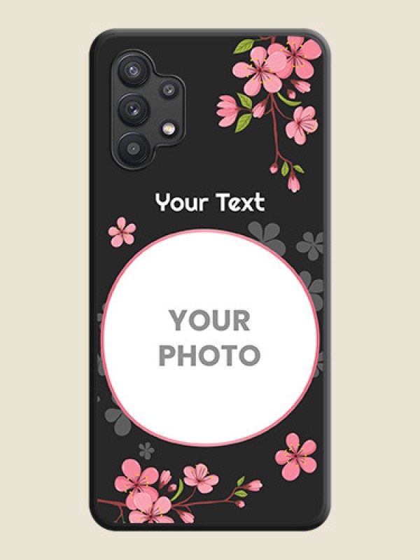 Custom Round Image with Pink Color Floral Design on Photo on Space Black Soft Matte Back Cover - Galaxy M32 5G - alternate view