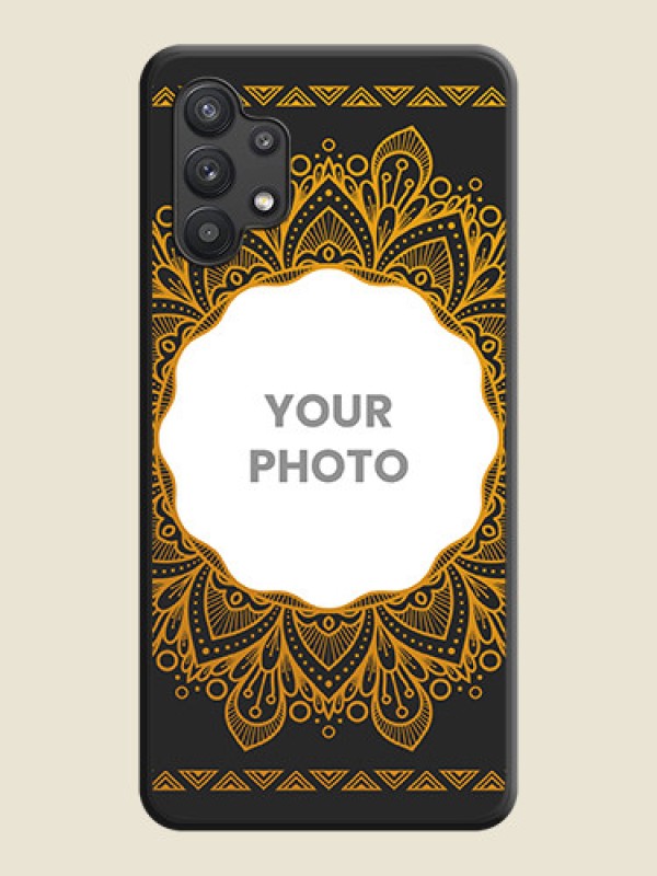 Custom Round Image with Floral Design on Photo on Space Black Soft Matte Mobile Cover - Galaxy M32 5G - alternate view