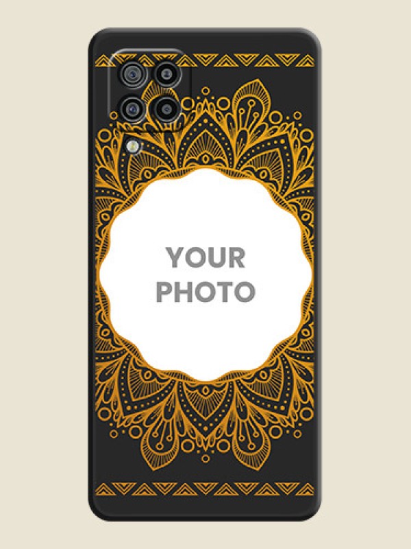 Custom Round Image with Floral Design on Photo on Space Black Soft Matte Mobile Cover - Galaxy M32 - alternate view