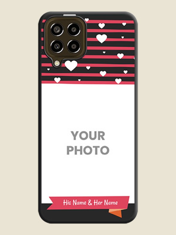 Custom White Color Love Symbols with Pink Lines Pattern on Space Black Custom Soft Matte Phone Cases - Galaxy M33 5G - alternate view
