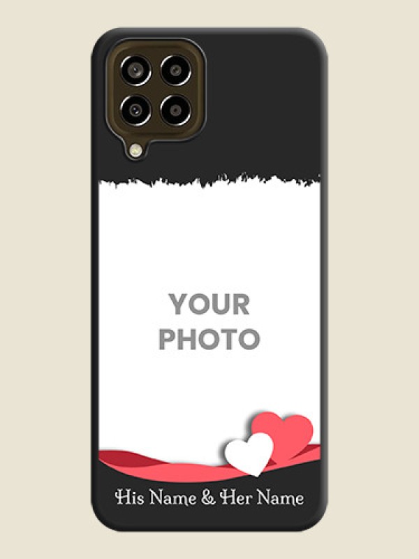 Custom Pin Color Love Shaped Ribbon Design with Text on Space Black Custom Soft Matte Phone Back Cover - Galaxy M33 5G - alternate view