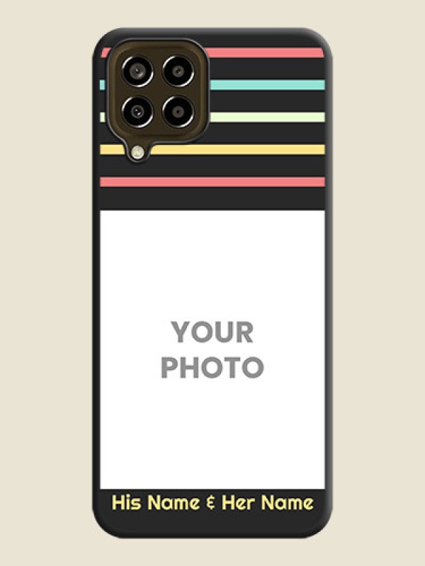 Custom Color Stripes with Photo and Text on Photo on Space Black Soft Matte Mobile Case - Galaxy M33 5G - alternate view