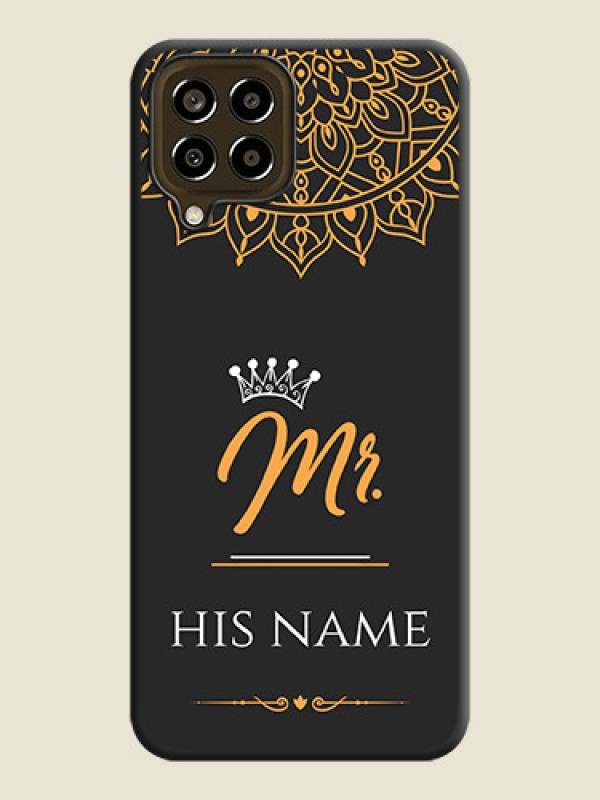 Custom Mr Name with Floral Design  on Personalised Space Black Soft Matte Cases - Galaxy M33 5G - alternate view