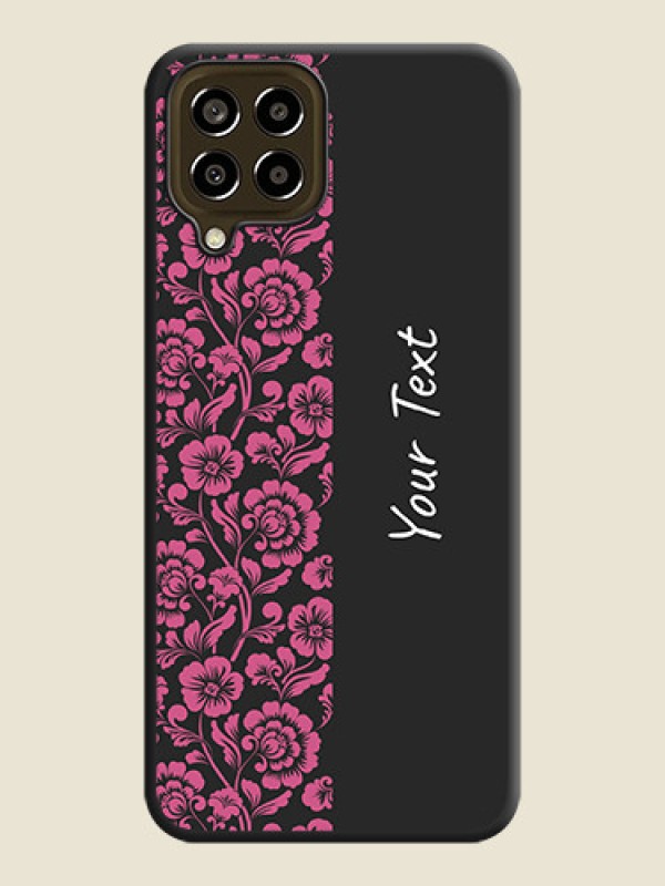 Custom Pink Floral Pattern Design With Custom Text On Space Black Personalized Soft Matte Phone Covers -Samsung Galaxy M33 5G - alternate view