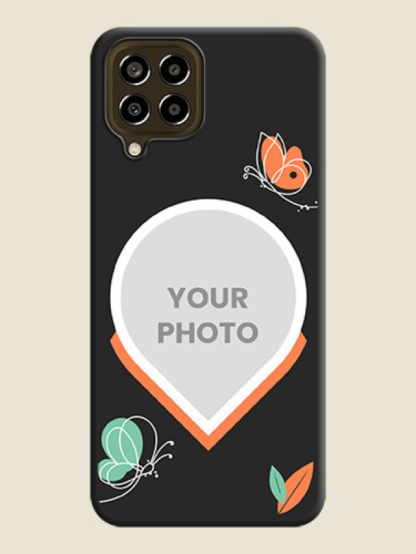 Custom Upload Pic With Simple Butterly Design On Space Black Personalized Soft Matte Phone Covers -Samsung Galaxy M33 5G - alternate view