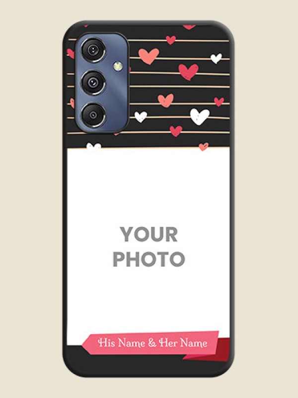 Custom Love Pattern with Name on Pink Ribbon - Photo on Space Black Soft Matte Back Cover - Galaxy M34 5G - alternate view