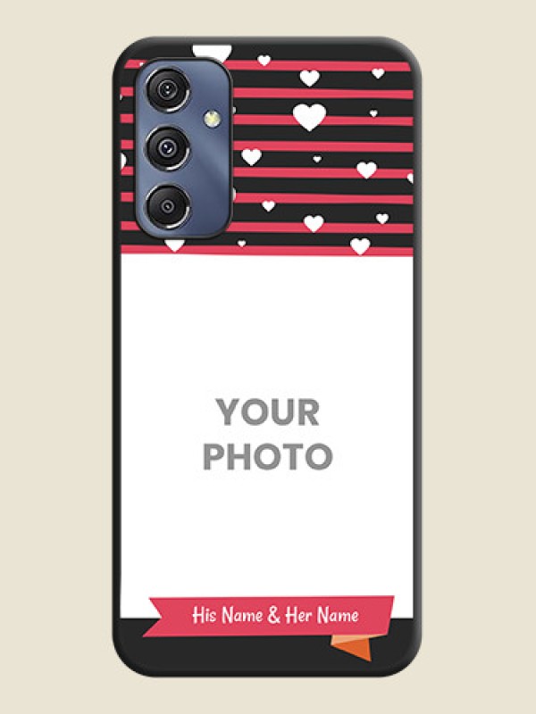 Custom White Color Love Symbols with Pink Lines Pattern on Space Black Custom Soft Matte Phone Cases - Galaxy M34 5G - alternate view
