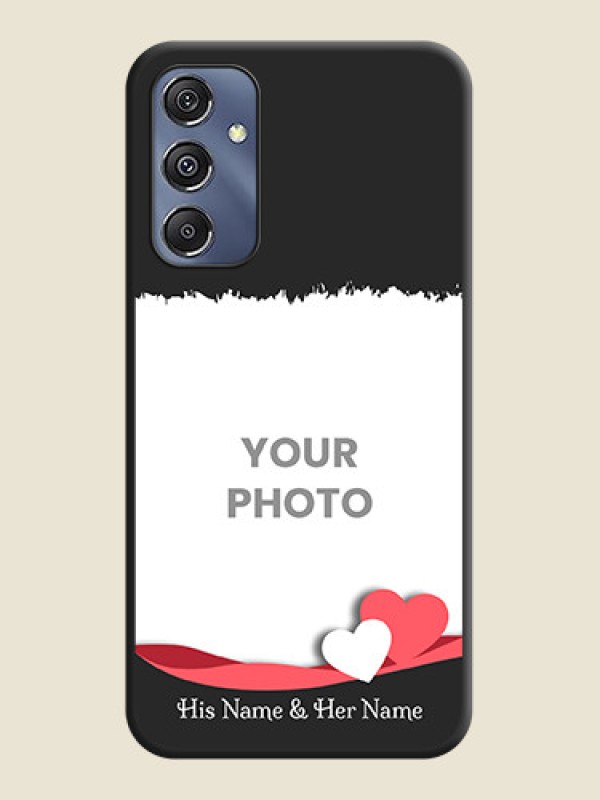 Custom Pink Color Love Shaped Ribbon Design with Text on Space Black Custom Soft Matte Phone Back Cover - Galaxy M34 5G - alternate view