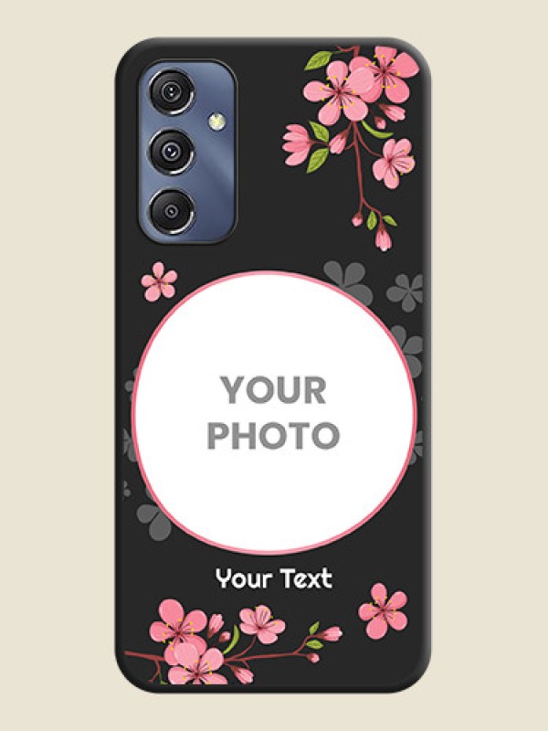 Custom Round Image with Pink Color Floral Design - Photo on Space Black Soft Matte Back Cover - Galaxy M34 5G - alternate view