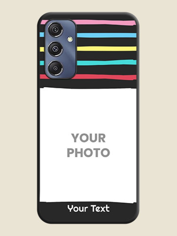 Custom Multicolor Lines with Image on Space Black Personalized Soft Matte Phone Covers - Galaxy M34 5G - alternate view