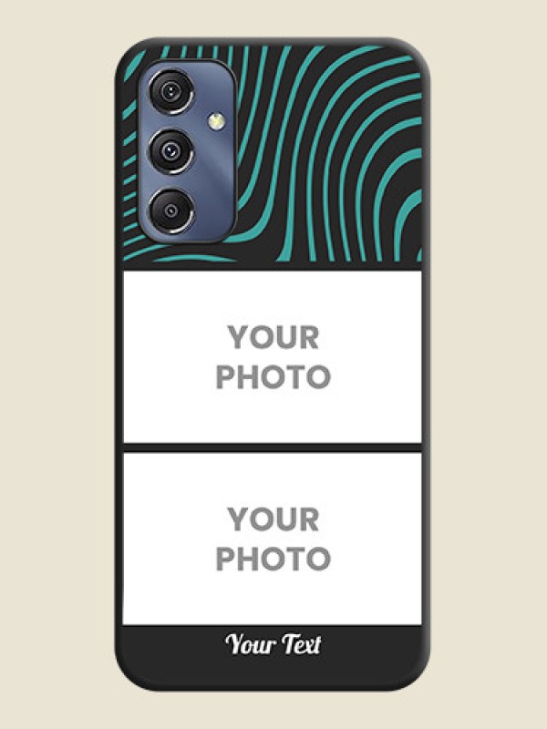 Custom Wave Pattern with 2 Image Holder on Space Black Personalized Soft Matte Phone Covers - Galaxy M34 5G - alternate view