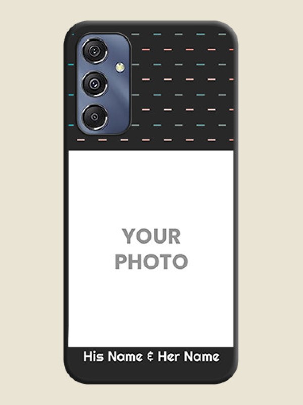 Custom Line Pattern Design with Text on Space Black Custom Soft Matte Phone Back Cover - Galaxy M34 5G - alternate view