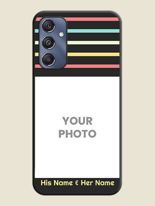 Custom Color Stripes with Photo and Text - Photo on Space Black Soft Matte Mobile Case - Galaxy M34 5G - alternate view
