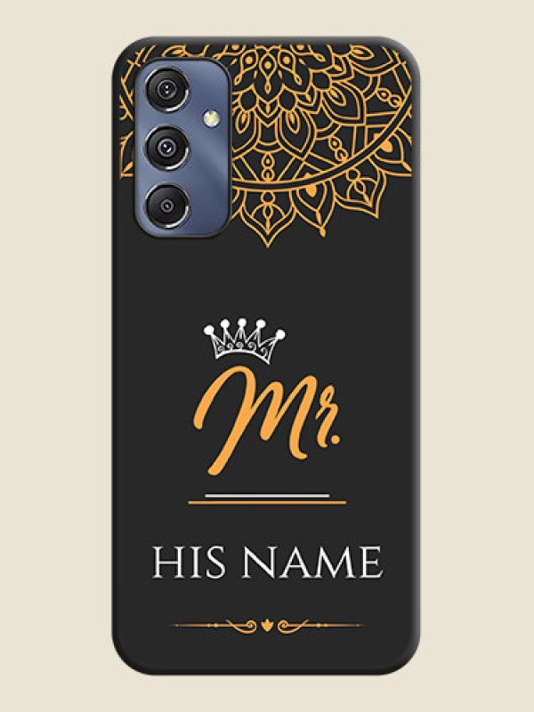 Custom Mr Name with Floral Design on Personalised Space Black Soft Matte Cases - Galaxy M34 5G - alternate view
