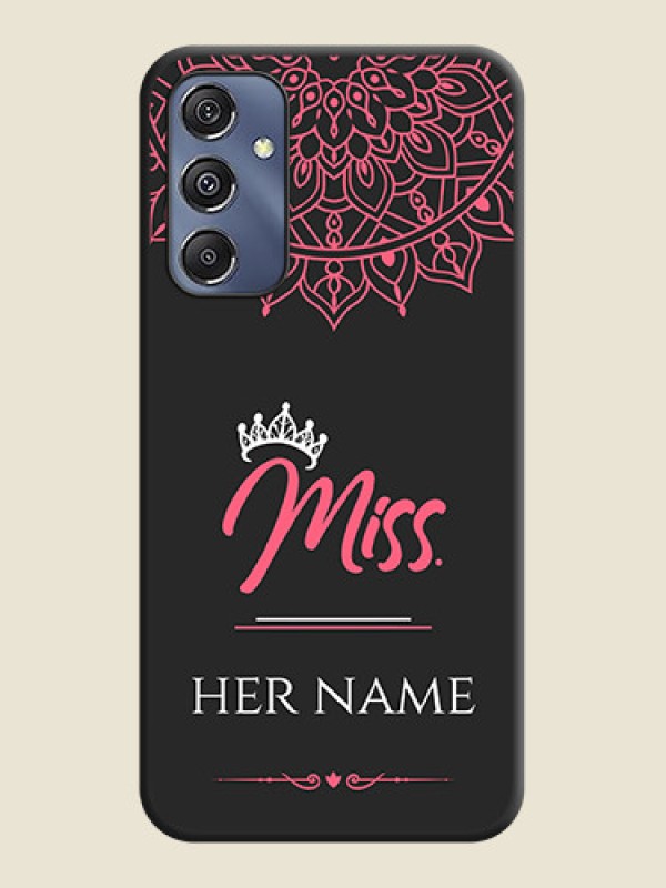 Custom Mrs Name with Floral Design on Space Black Personalized Soft Matte Phone Covers - Galaxy M34 5G - alternate view