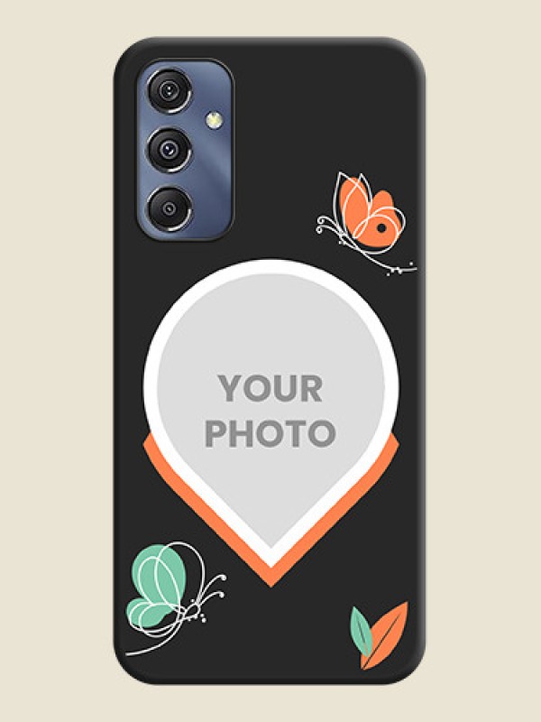 Custom Upload Pic With Simple Butterly Design On Space Black Personalized Soft Matte Phone Covers - Galaxy M34 5G - alternate view