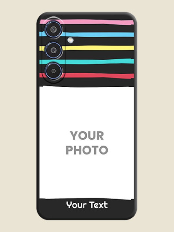 Custom Multicolor Lines with Image On Space Black Custom Soft Matte Mobile Back Cover - Samsung Galaxy M35 5G - alternate view