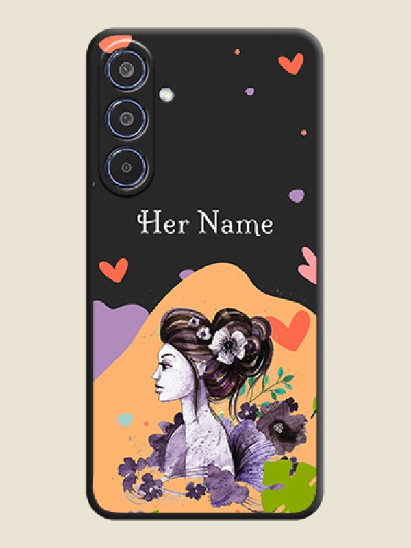 Custom Namecase For Her With Fancy Lady Image On Space Black Custom Soft Matte Mobile Back Cover - Samsung Galaxy M35 5G - alternate view