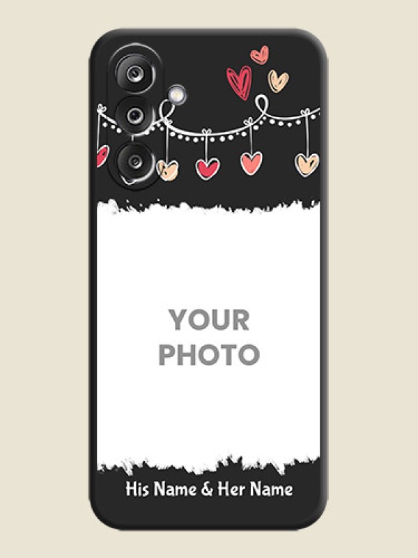 Custom Pink Love Hangings with Name On Space Black Custom Soft Matte Mobile Back Cover - Samsung Galaxy M36 5G - alternate view