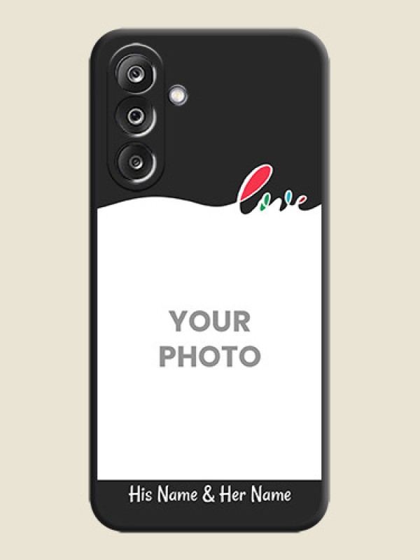 Custom Fall in Love Pattern with Picture on Photo On Space Black Custom Soft Matte Mobile Back Cover - Samsung Galaxy M36 5G - alternate view