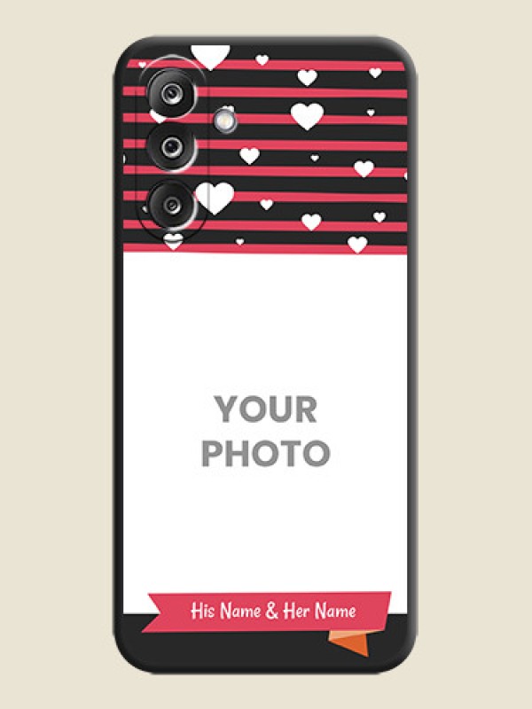 Custom White Color Love Symbols with Pink Lines Pattern On Space Black Custom Soft Matte Mobile Back Cover - Samsung Galaxy M36 5G - alternate view