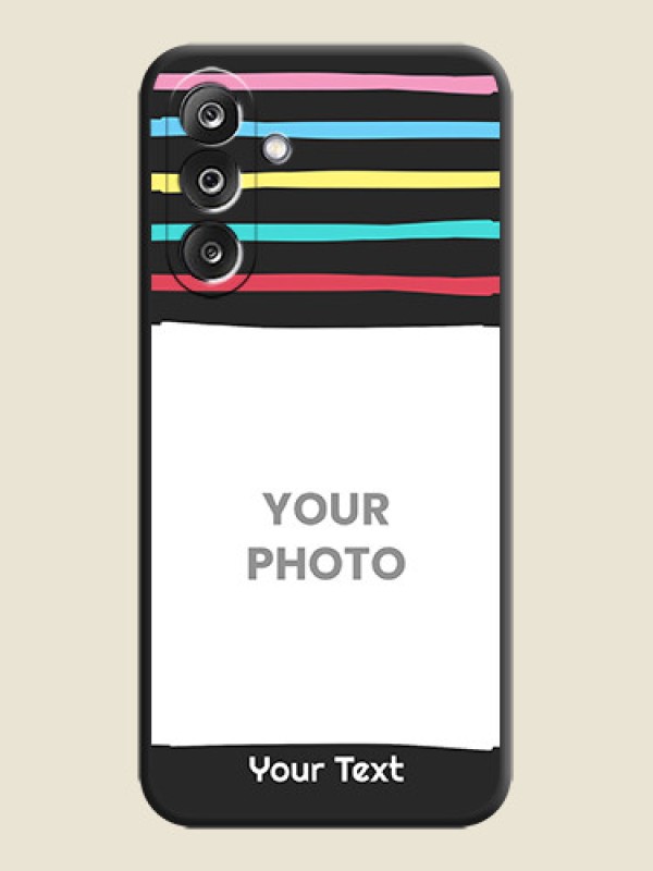 Custom Multicolor Lines with Image On Space Black Custom Soft Matte Mobile Back Cover - Samsung Galaxy M36 5G - alternate view