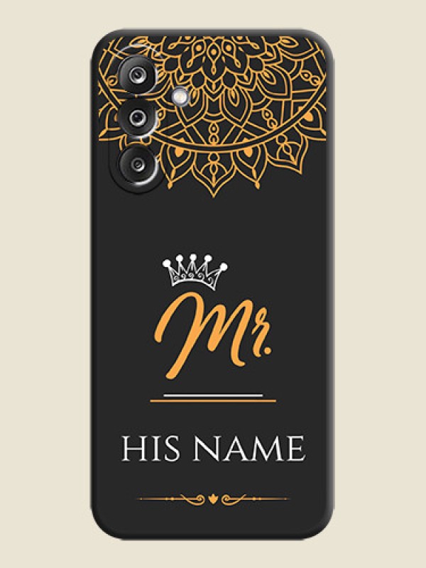 Custom Mr Name with Floral Design On Space Black Custom Soft Matte Mobile Back Cover - Samsung Galaxy M36 5G - alternate view
