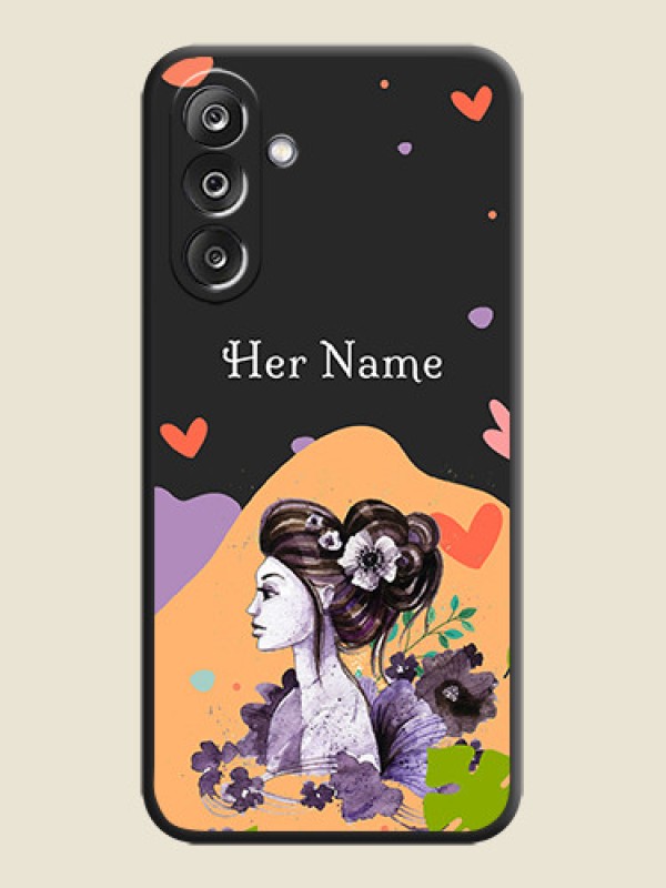Custom Namecase For Her With Fancy Lady Image On Space Black Custom Soft Matte Mobile Back Cover - Samsung Galaxy M36 5G - alternate view