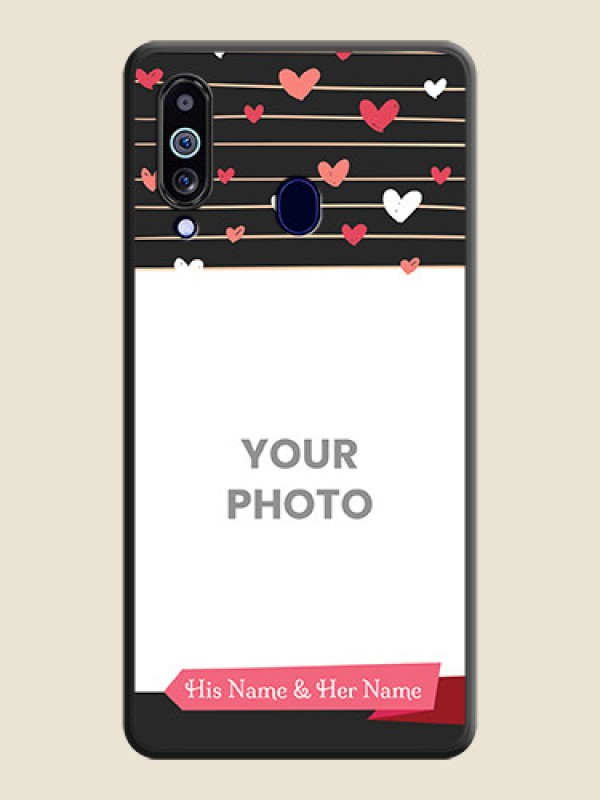 Custom Love Pattern with Name on Pink Ribbon  on Photo on Space Black Soft Matte Back Cover - Galaxy M40 - alternate view