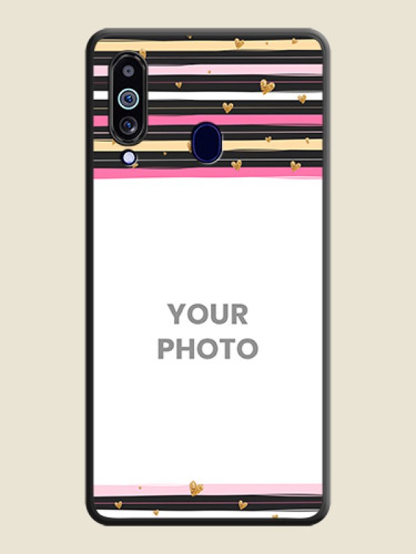Custom Multicolor Lines and Golden Love Symbols Design on Photo on Space Black Soft Matte Mobile Cover - Galaxy M40 - alternate view