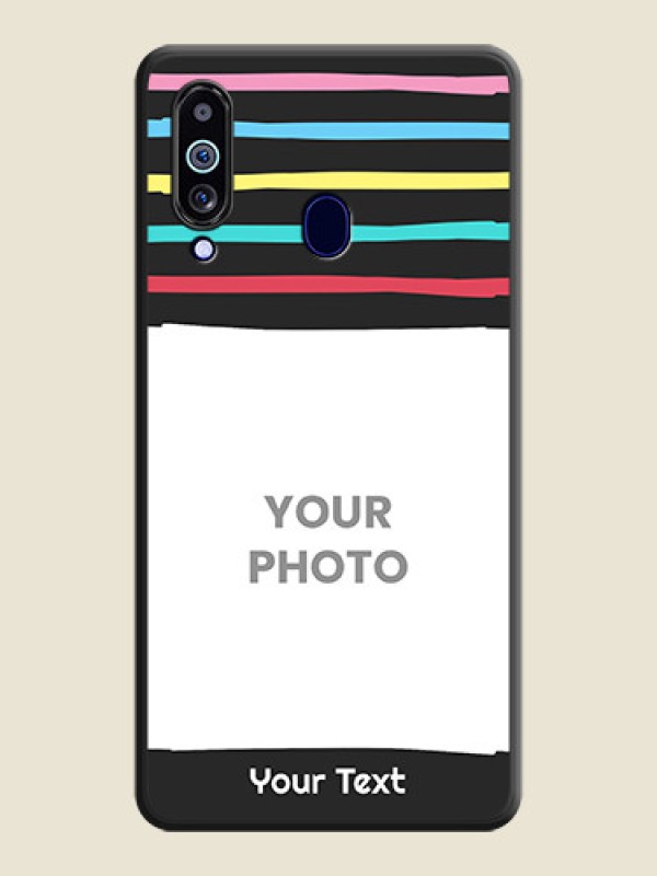 Custom Multicolor Lines with Image on Space Black Personalized Soft Matte Phone Covers - Galaxy M40 - alternate view