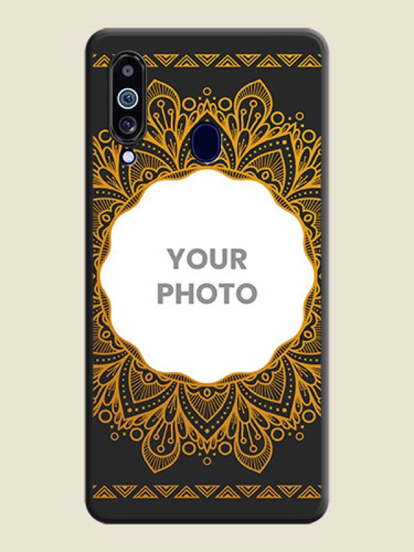 Custom Round Image with Floral Design on Photo on Space Black Soft Matte Mobile Cover - Galaxy M40 - alternate view