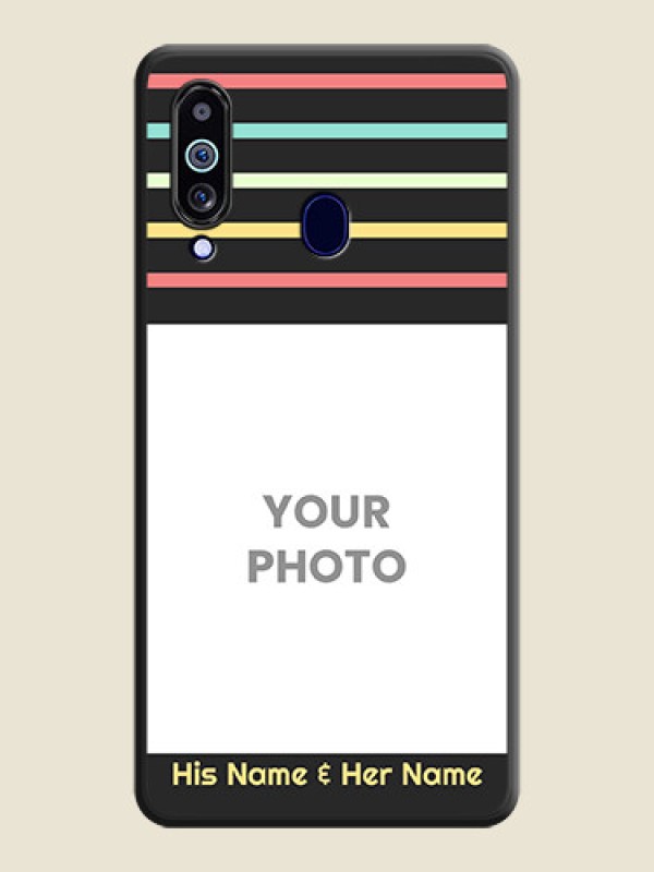 Custom Color Stripes with Photo and Text on Photo on Space Black Soft Matte Mobile Case - Galaxy M40 - alternate view