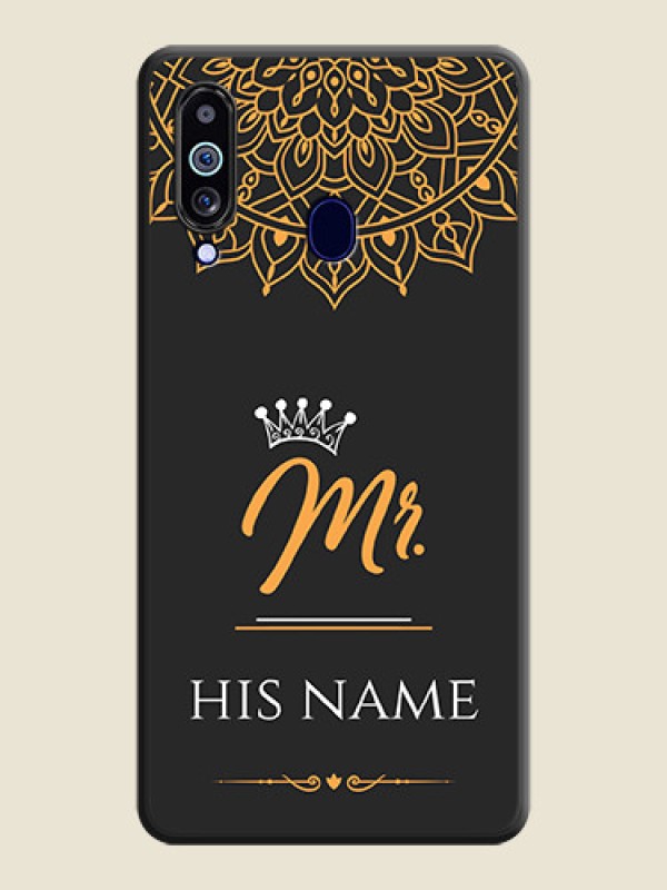 Custom Mr Name with Floral Design  on Personalised Space Black Soft Matte Cases - Galaxy M40 - alternate view