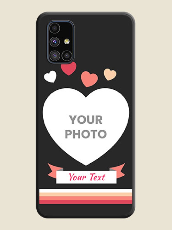 Custom Love Shaped Photo with Colorful Stripes on Personalised Space Black Soft Matte Cases - Galaxy M51 - alternate view
