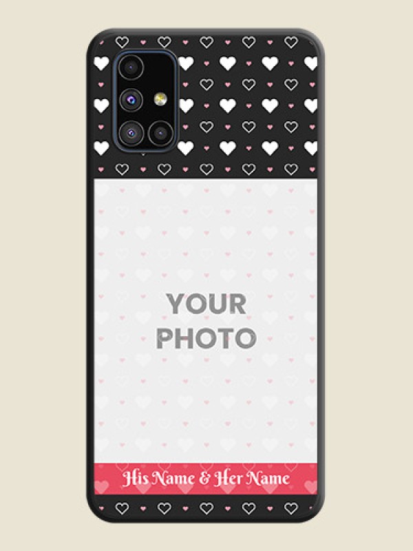 Custom White Color Love Symbols with Text Design on Photo on Space Black Soft Matte Phone Cover - Galaxy M51 - alternate view