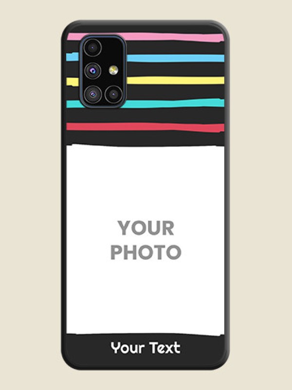 Custom Multicolor Lines with Image on Space Black Personalized Soft Matte Phone Covers - Galaxy M51 - alternate view
