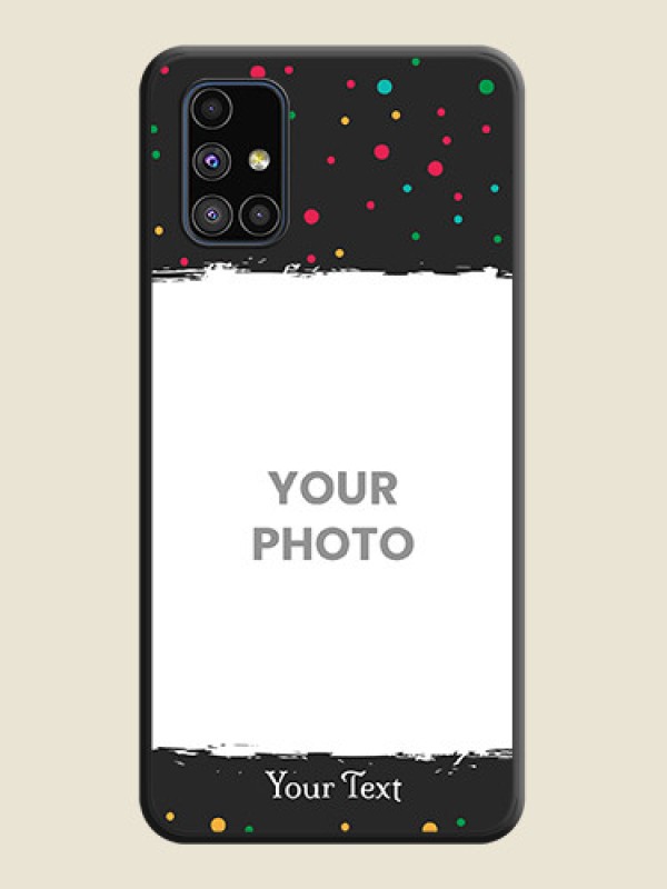 Custom Multicolor Dotted Pattern with Text on Space Black Custom Soft Matte Phone Back Cover - Galaxy M51 - alternate view