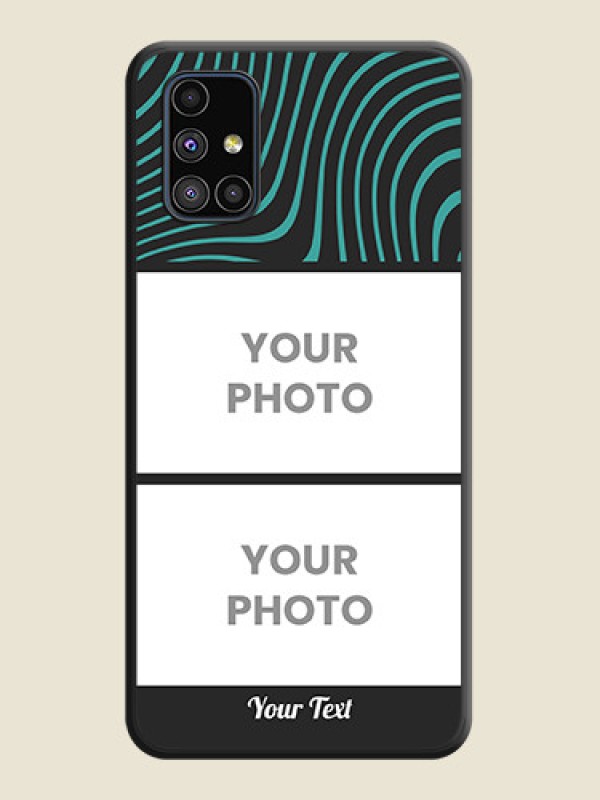 Custom Wave Pattern with 2 Image Holder on Space Black Personalized Soft Matte Phone Covers - Galaxy M51 - alternate view