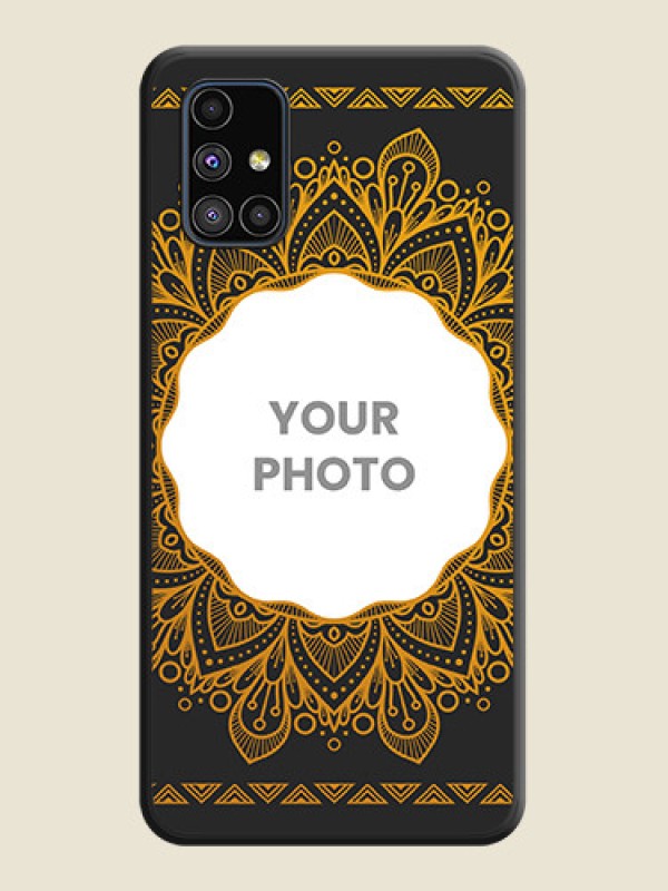 Custom Round Image with Floral Design on Photo on Space Black Soft Matte Mobile Cover - Galaxy M51 - alternate view