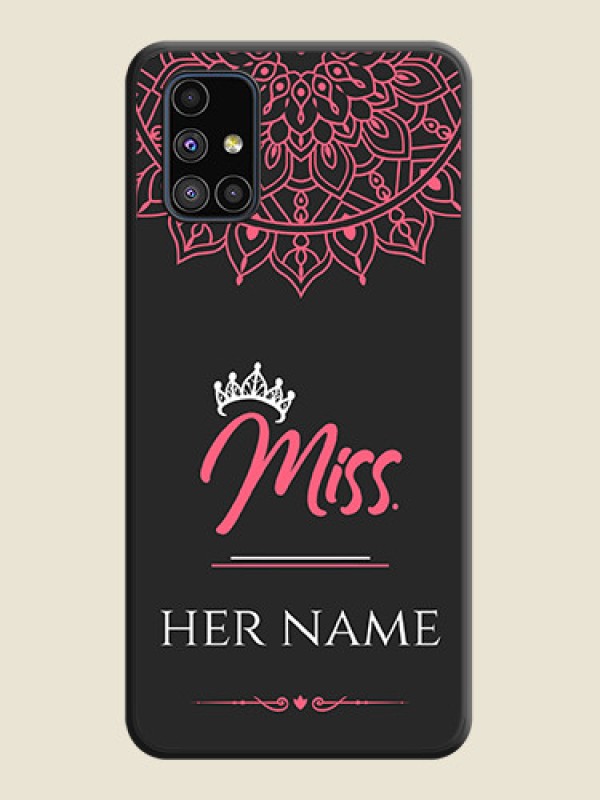 Custom Mrs Name with Floral Design on Space Black Personalized Soft Matte Phone Covers - Galaxy M51 - alternate view