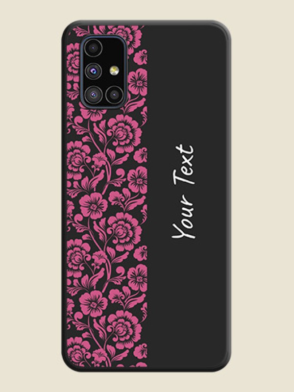 Custom Pink Floral Pattern Design With Custom Text On Space Black Personalized Soft Matte Phone Covers -Samsung Galaxy M51 - alternate view