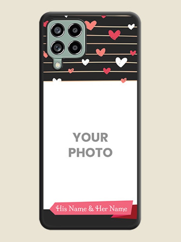 Custom Love Pattern with Name on Pink Ribbon  on Photo on Space Black Soft Matte Back Cover - Galaxy M53 5G - alternate view