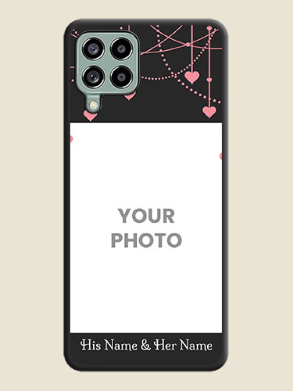 Custom Pink Love Hangings with Text on Space Black Custom Soft Matte Back Cover - Galaxy M53 5G - alternate view
